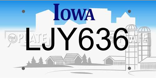 LJY636 Iowa License Plate