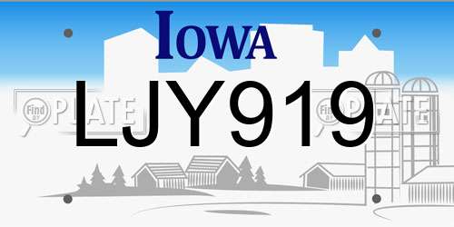 LJY919 Iowa License Plate