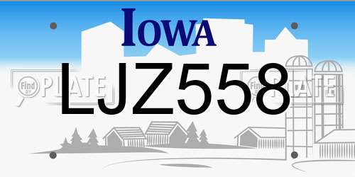 LJZ558 Iowa License Plate