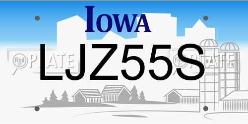 LJZ55S Iowa License Plate