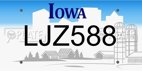 LJZ588 Iowa License Plate