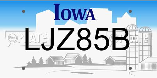 LJZ85B Iowa License Plate