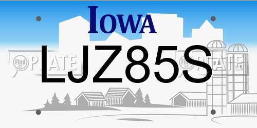 LJZ85S Iowa License Plate
