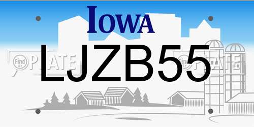 LJZB55 Iowa License Plate