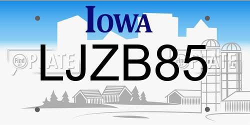 LJZB85 Iowa License Plate