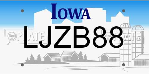 LJZB88 Iowa License Plate