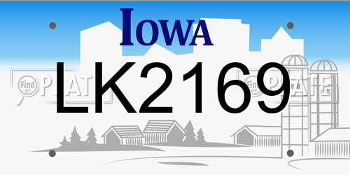 LK2169 Iowa License Plate