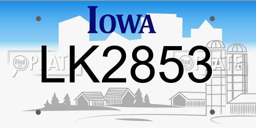 LK2853 Iowa License Plate