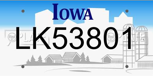 LK53801 Iowa License Plate