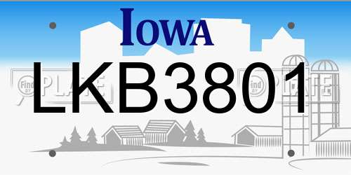 LKB3801 Iowa License Plate