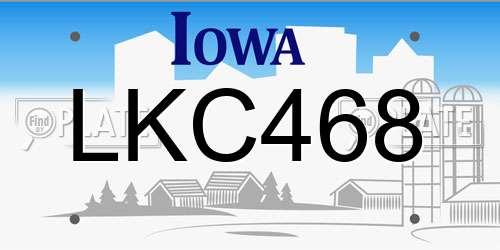 LKC468 Iowa License Plate