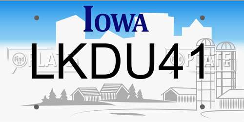 LKDU41 Iowa License Plate