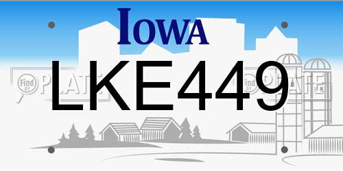 LKE449 Iowa License Plate