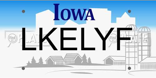 LKELYF Iowa License Plate