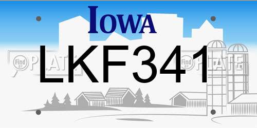LKF341 Iowa License Plate