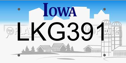 LKG391 Iowa License Plate