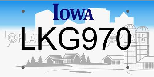 LKG970 Iowa License Plate