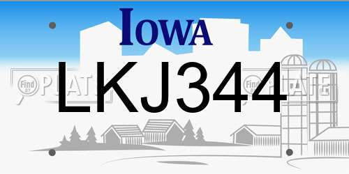 LKJ344 Iowa License Plate