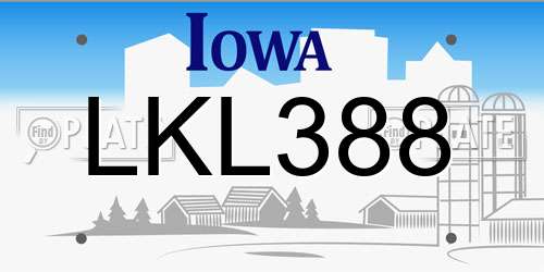 LKL388 Iowa License Plate