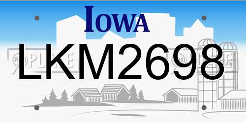 LKM2698 Iowa License Plate