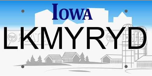LKMYRYD Iowa License Plate