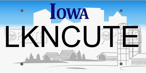 LKNCUTE Iowa License Plate