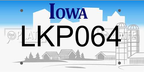 LKP064 Iowa License Plate