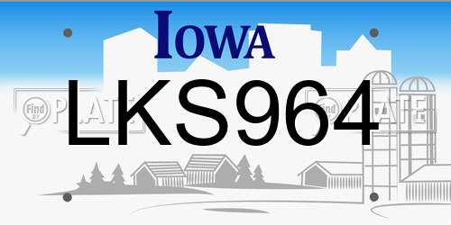 LKS964 Iowa License Plate