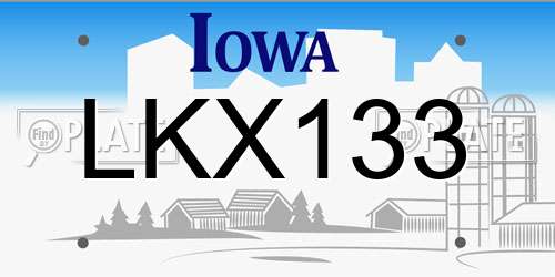 LKX133 Iowa License Plate