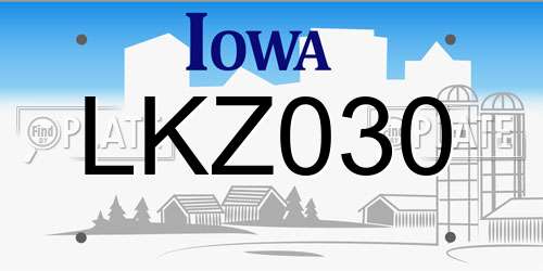 LKZ030 Iowa License Plate