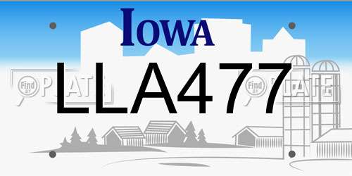 LLA477 Iowa License Plate