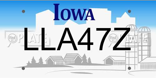 LLA47Z Iowa License Plate
