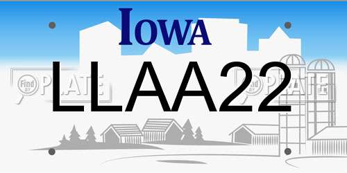 LLAA22 Iowa License Plate