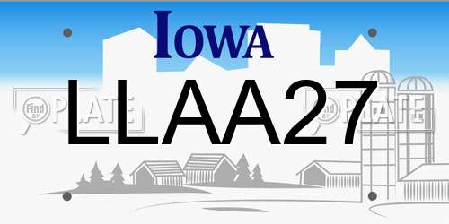 LLAA27 Iowa License Plate
