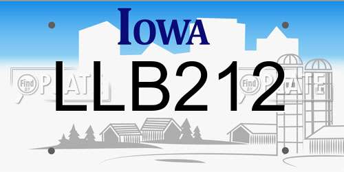 LLB212 Iowa License Plate