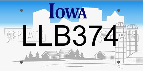 LLB374 Iowa License Plate