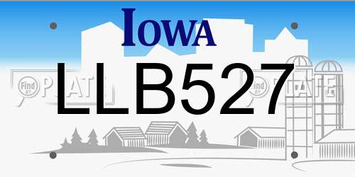 LLB527 Iowa License Plate