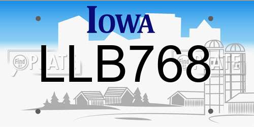 LLB768 Iowa License Plate