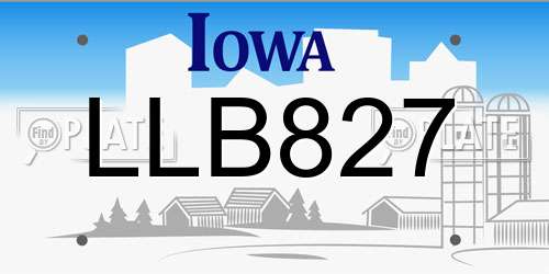 LLB827 Iowa License Plate
