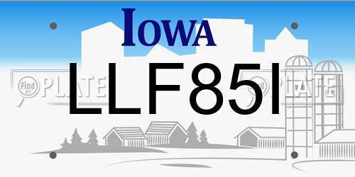 LLF85I Iowa License Plate