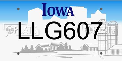 LLG607 Iowa License Plate