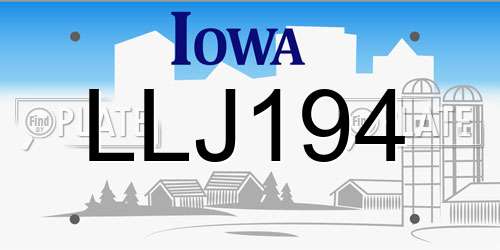 LLJ194 Iowa License Plate