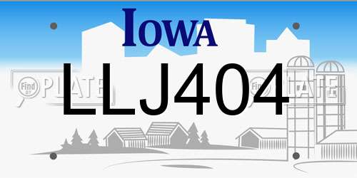 LLJ404 Iowa License Plate
