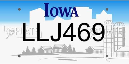 LLJ469 Iowa License Plate