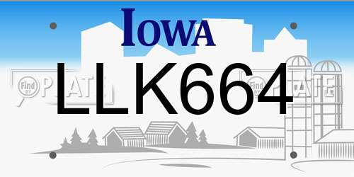 LLK664 Iowa License Plate
