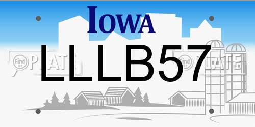 LLLB57 Iowa License Plate