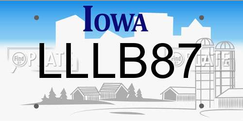 LLLB87 Iowa License Plate