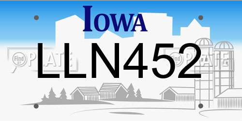 LLN452 Iowa License Plate