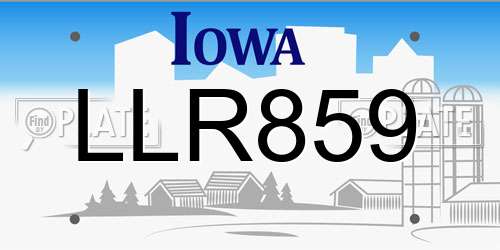 LLR859 Iowa License Plate