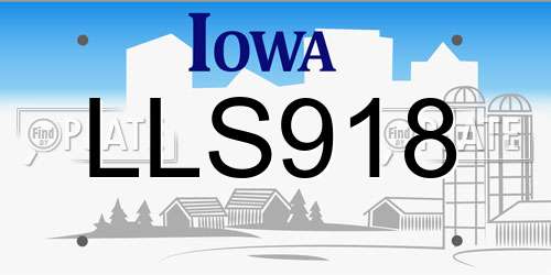 LLS918 Iowa License Plate
